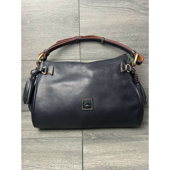Dooney & Bourke Medium Florentine Leather Zip Hobo Navy - Picture 1 of 7
